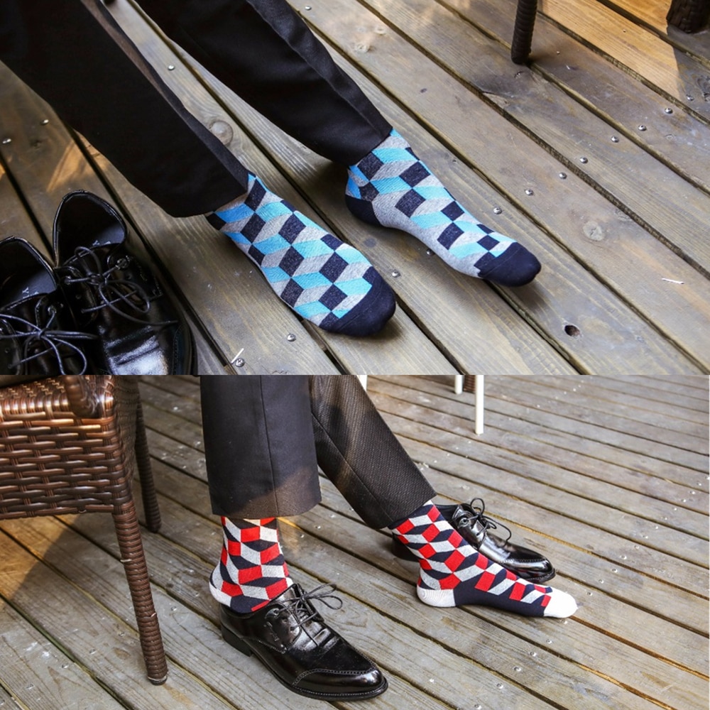Cotton Socks Colorful Plaid Patterns