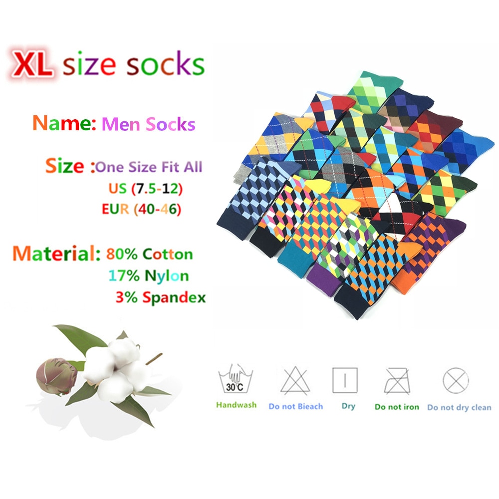 Cotton Socks Colorful Plaid Patterns