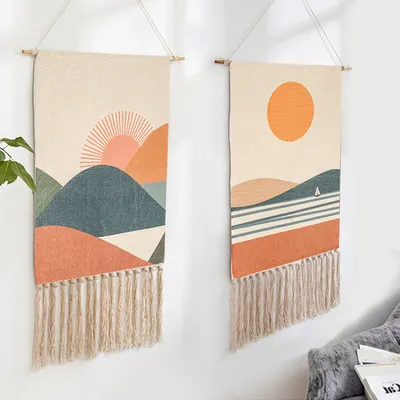 Cotton Tassel Boho Wall Hanging Tapestry Cotton Tassel Boho Wall Hanging Tapestry