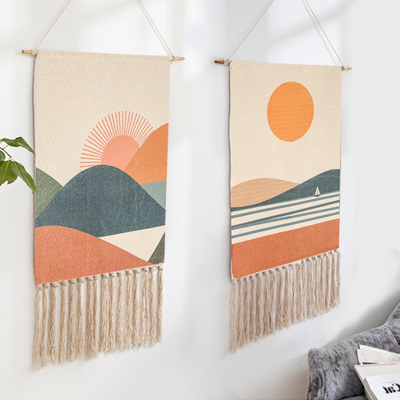 Cotton Tassel Boho Wall Hanging Tapestry Cotton Tassel Boho Wall Hanging Tapestry