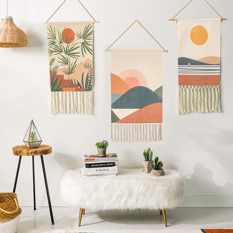 Cotton Tassel Boho Wall Hanging Tapestry Cotton Tassel Boho Wall Hanging Tapestry