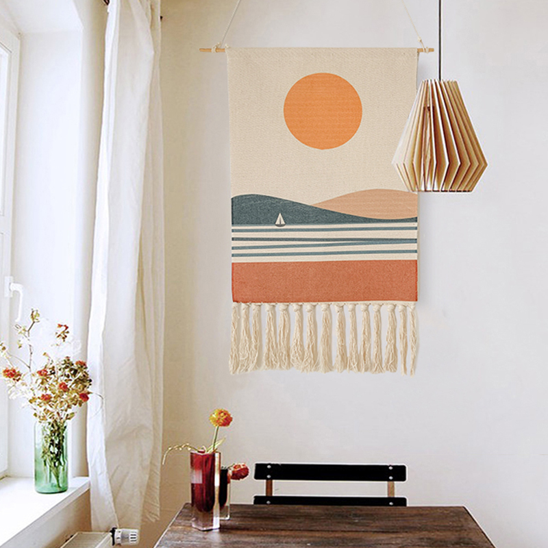 Cotton Tassel Boho Wall Hanging Tapestry Cotton Tassel Boho Wall Hanging Tapestry