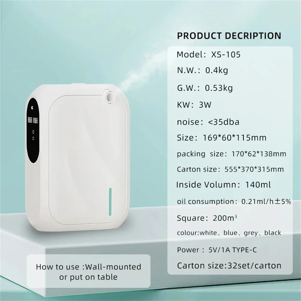 Coverage 200m³ Scent Machine Hotel Aroma Diffuser Wall Mounted Essential Oil Diffuser For Home Fragrance Bluetooth APP Coverage 200m³ Scent Machine Hotel Aroma Diffuser Wall Mounted Essential Oil Diffuser For Home Fragrance Bluetooth APP