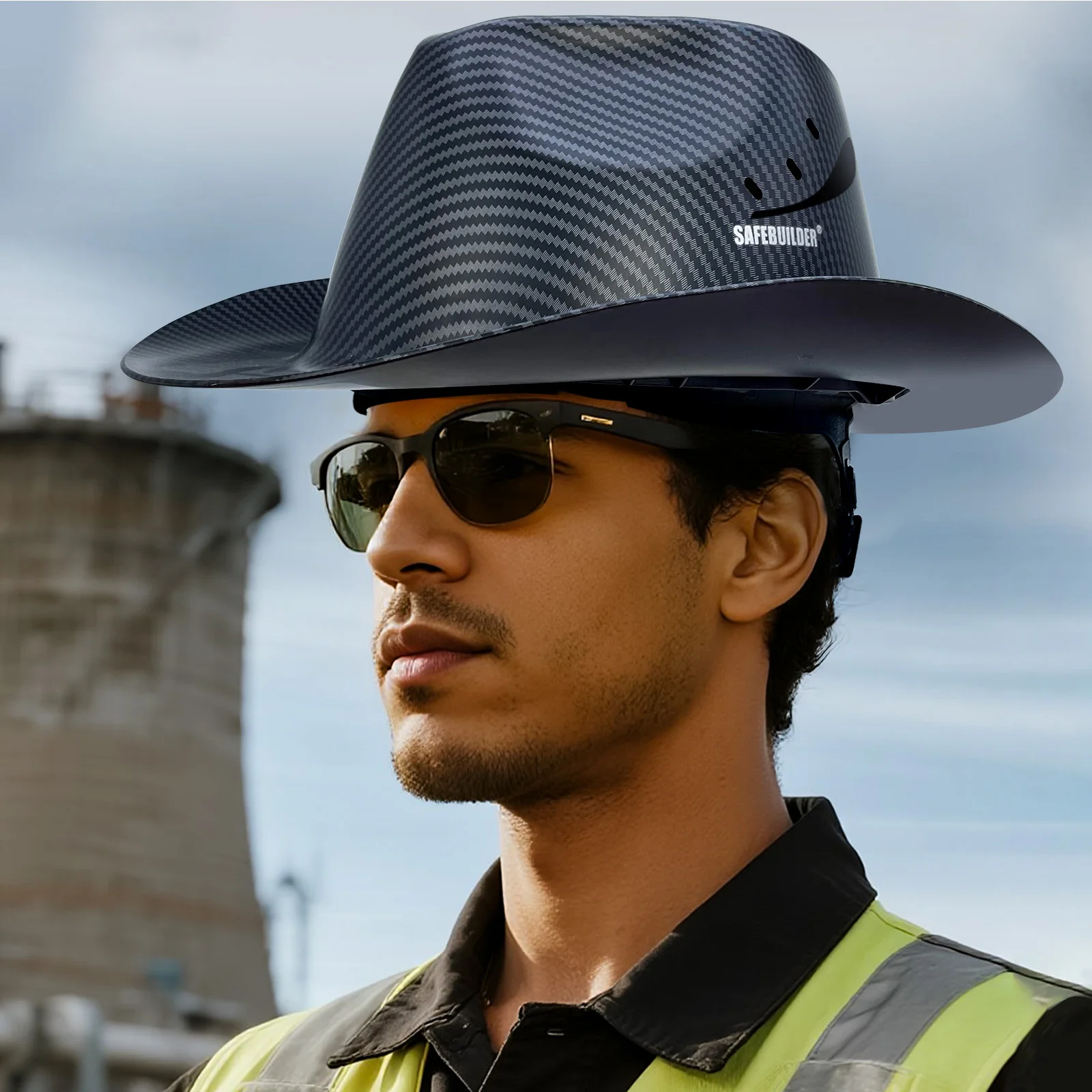 Cowboy Safety Hard Hat ANSI Z89.1 Class C Vented Full Brim Helmet for Outdoor Construction Industrial Use