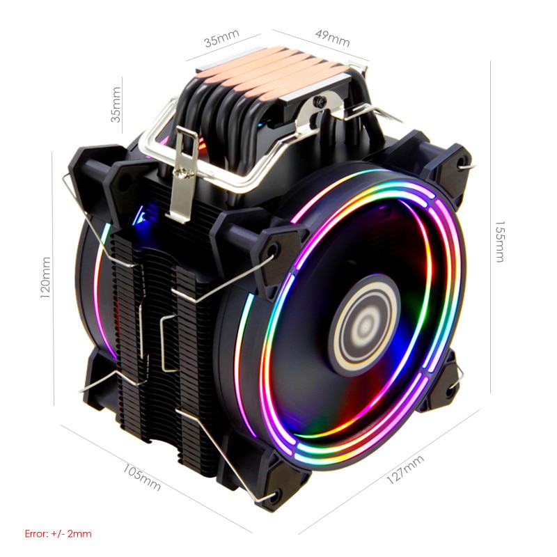 CPU Cooler Rainbow Color Dual Fan CPU Cooler Rainbow Color Dual Fan