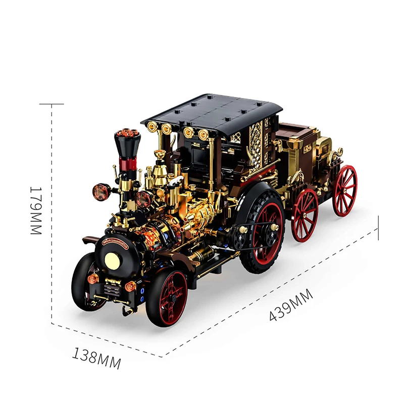 Creative 1331Pcs Vintage Mechanical Steam Car Building Blocks City Retro Steam Punk Vehicle Desktop Decoration Bricks