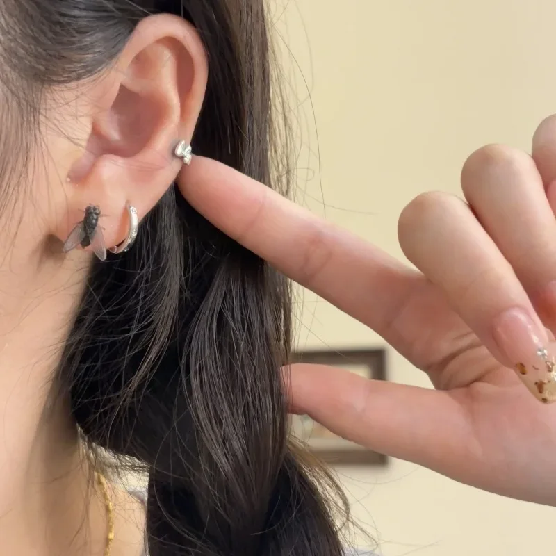 Creative Abstract Flies Earrings for Women Funny Simulation Stud Earrings Party Jewelry Friends Gift