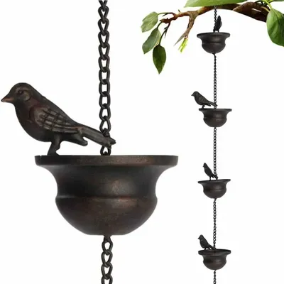 Creative Birds On Cups Metal Rain Chain Rain Catcher For Gutter Roof Decoration Metal Drainage Rain Chain Downspout Tool Creative Birds On Cups Metal Rain Chain Rain Catcher For Gutter Roof Decoration Metal Drainage Rain Chain Downspout Tool