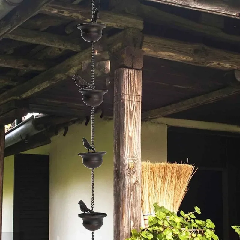 Creative Birds On Cups Metal Rain Chain Rain Catcher For Gutter Roof Decoration Metal Drainage Rain Chain Downspout Tool Creative Birds On Cups Metal Rain Chain Rain Catcher For Gutter Roof Decoration Metal Drainage Rain Chain Downspout Tool