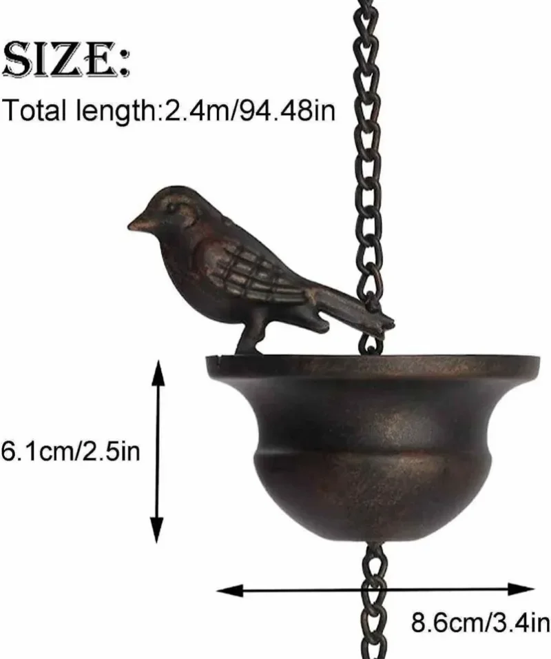 Creative Birds On Cups Metal Rain Chain Rain Catcher For Gutter Roof Decoration Metal Drainage Rain Chain Downspout Tool Creative Birds On Cups Metal Rain Chain Rain Catcher For Gutter Roof Decoration Metal Drainage Rain Chain Downspout Tool