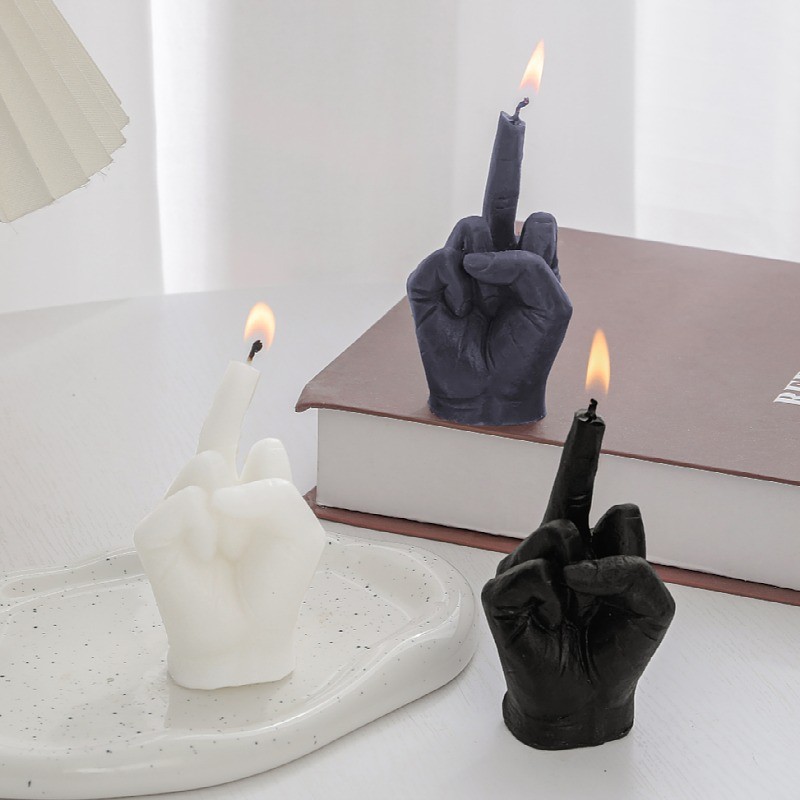 Creative Candles Middle Finger Shaped Gesture Scented Candles Niche Funny Quirky Gifts Home Decoration Ornaments