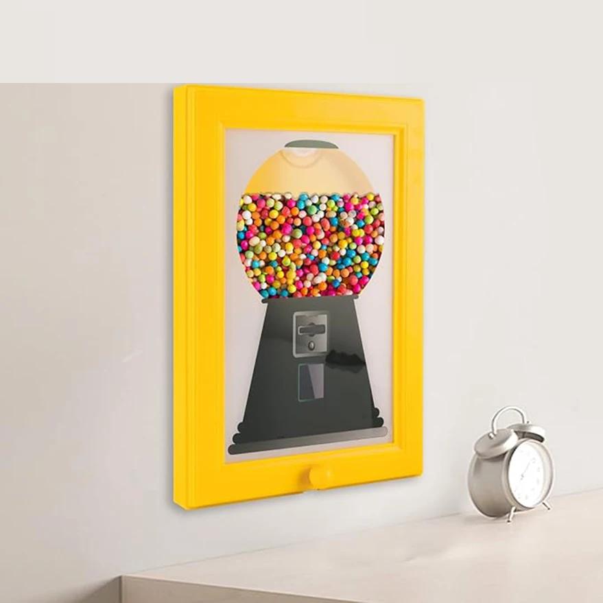 Creative Candy Dispenser Picture Frame Wall Mount Gumball Machine For Desk Countertop Kids Adults Office Sweet Display Creative Candy Dispenser Picture Frame Wall Mount Gumball Machine For Desk Countertop Kids Adults Office Sweet Display