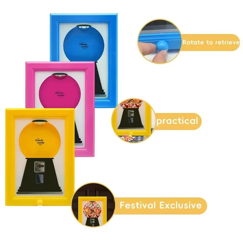 Creative Candy Dispenser Picture Frame Wall Mount Gumball Machine For Desk Countertop Kids Adults Office Sweet Display Creative Candy Dispenser Picture Frame Wall Mount Gumball Machine For Desk Countertop Kids Adults Office Sweet Display