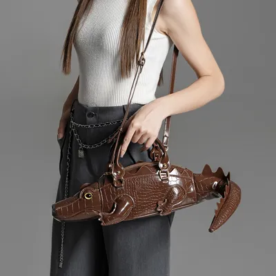Creative Crocodile Shape PU Leather Handbag – Funny Designer Shoulder & Crossbody Bag for Women Creative Crocodile Shape PU Leather Handbag – Funny Designer Shoulder & Crossbody Bag for Women