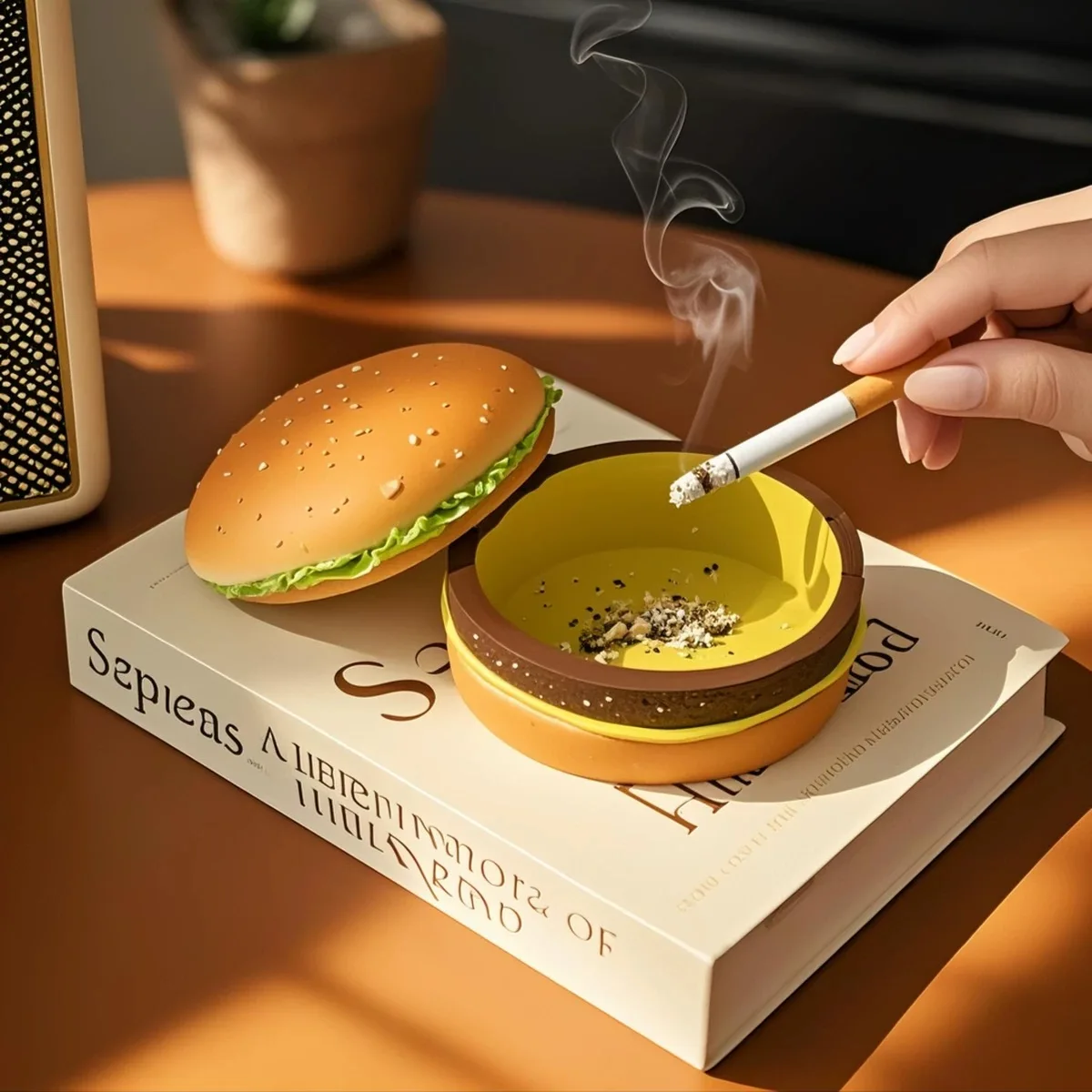 Creative Cute Hamburger Ashtray Home Dust Proof Ashtray Living Room Office Desktop Decoration Ornament for Father's Gift Creative Cute Hamburger Ashtray Home Dust Proof Ashtray Living Room Office Desktop Decoration Ornament for Father's Gift