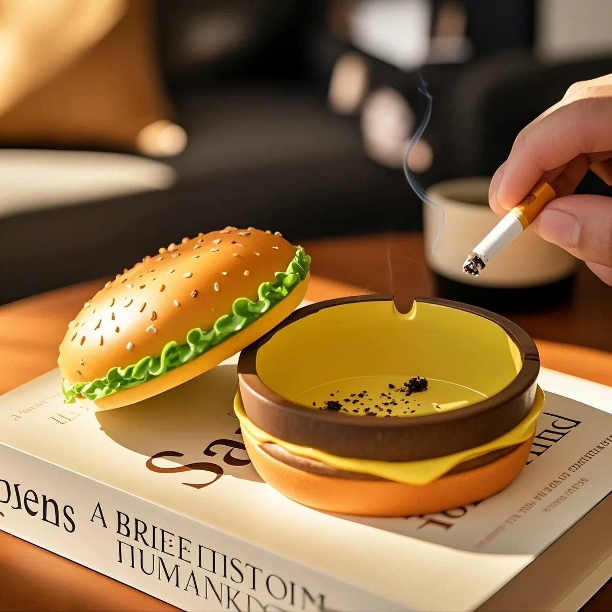 Creative Cute Hamburger Ashtray Home Dust Proof Ashtray Living Room Office Desktop Decoration Ornament for Father's Gift Creative Cute Hamburger Ashtray Home Dust Proof Ashtray Living Room Office Desktop Decoration Ornament for Father's Gift