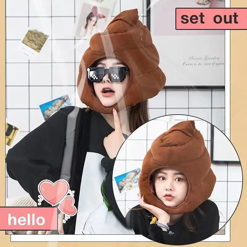 Creative Cute Poop Shape Plush Hat Stuffed Toy Funny Fake Poop Full Headgear Cap Creative Cute Poop Shape Plush Hat Stuffed Toy Funny Fake Poop Full Headgear Cap