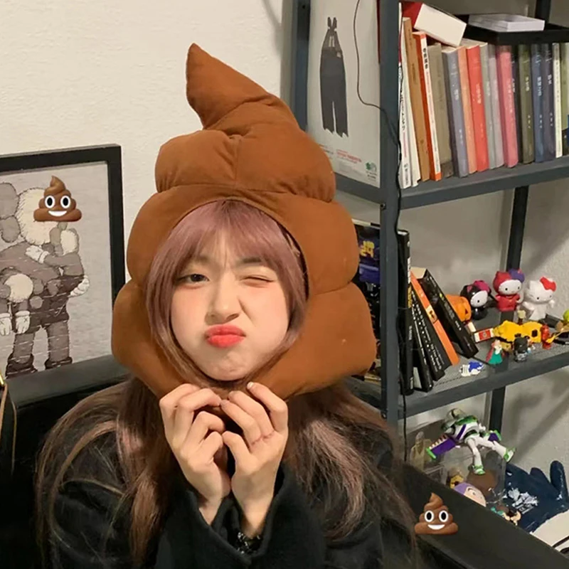 Creative Cute Poop Shape Plush Hat Stuffed Toy Funny Fake Poop Full Headgear Cap Creative Cute Poop Shape Plush Hat Stuffed Toy Funny Fake Poop Full Headgear Cap