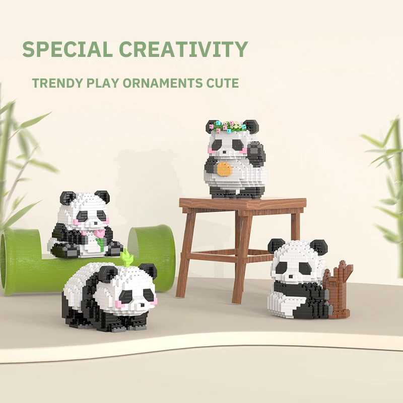 Creative DIY Assemable Animal Cute MINI Chinese Style Animal Panda Building Block Educational Boy Toys For Children Creative DIY Assemable Animal Cute MINI Chinese Style Animal Panda Building Block Educational Boy Toys For Children