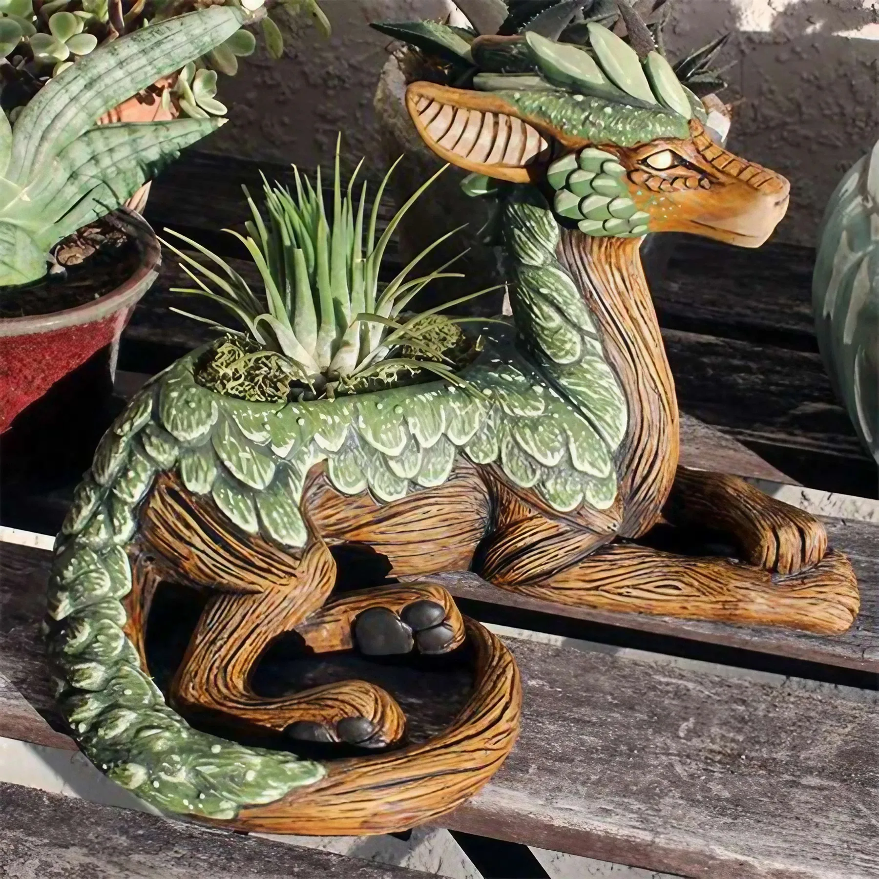 Creative Dragon Tree Planter, Succulent Planter, Garden Statue, Resin Gift for Nature Lovers, Perfect for Friends and