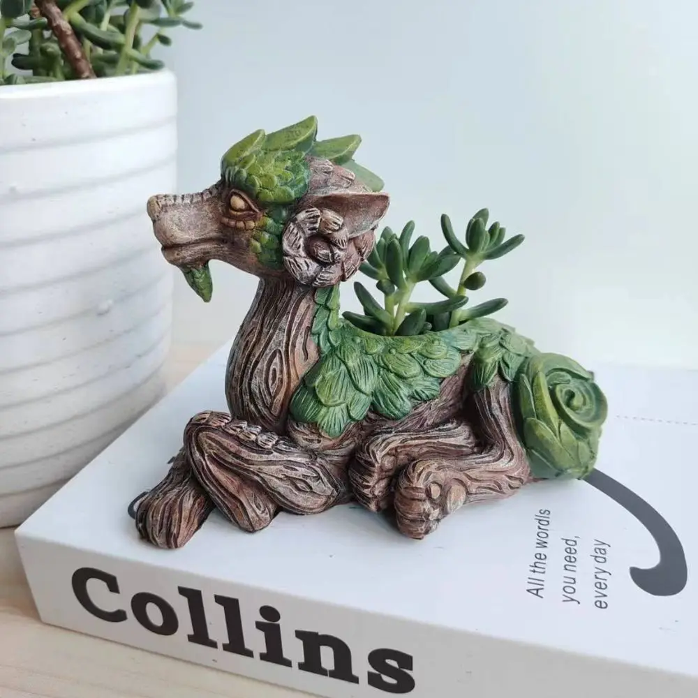Creative Dragon Tree Planter, Succulent Planter, Garden Statue, Resin Gift for Nature Lovers, Perfect for Friends and