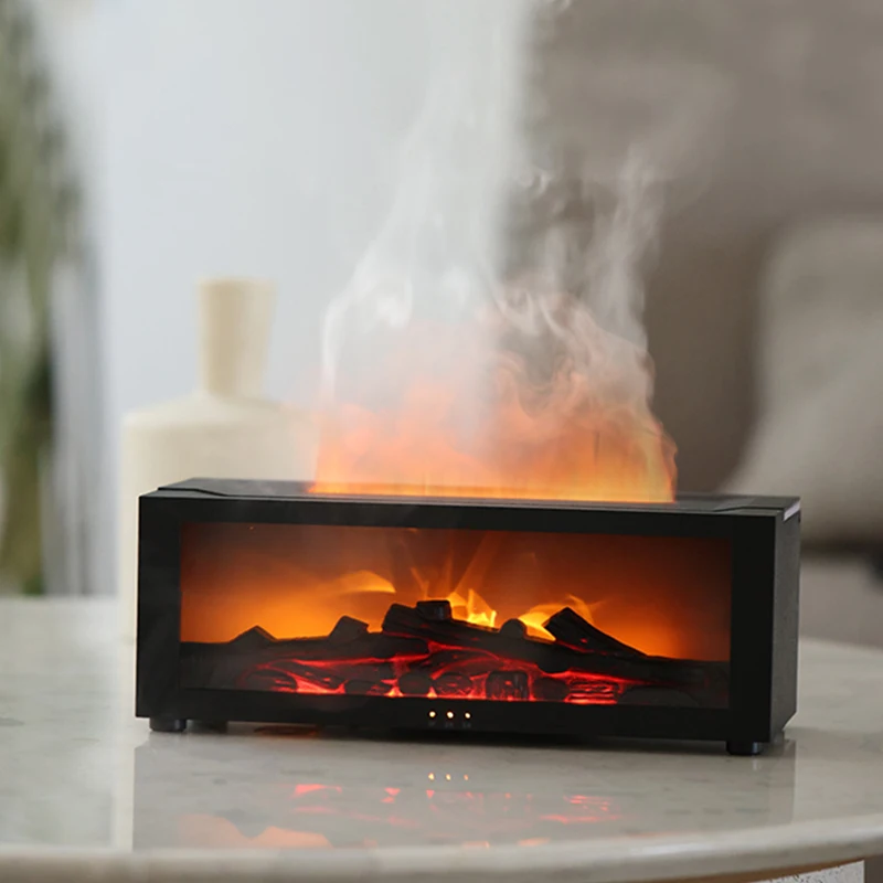 Creative Fireplace Air Humidifier Waterless Auto-Off Aroma Essential Oil Diffuser with LED Light with Remote Control