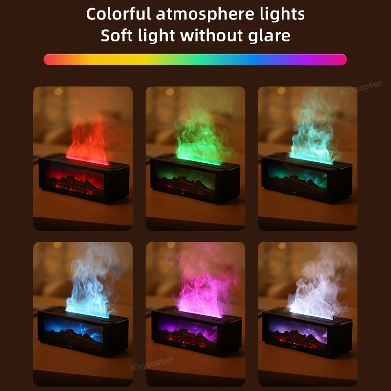 Creative Fireplace Air Humidifier Waterless Auto-Off Aroma Essential Oil Diffuser with LED Light with Remote Control