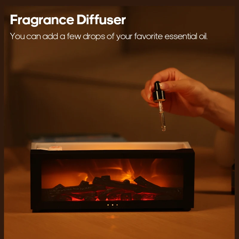 Creative Fireplace Air Humidifier Waterless Auto-Off Aroma Essential Oil Diffuser with LED Light with Remote Control
