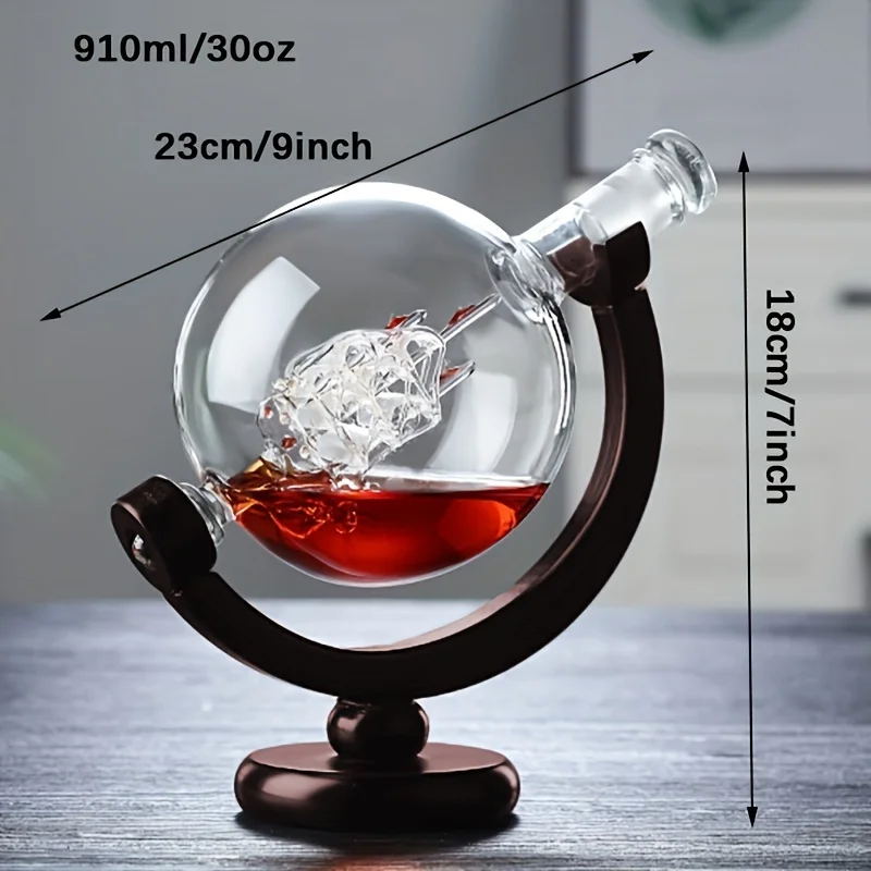Creative Globe Decanter Set with Lead-free Carafe Exquisite Wood-stand and 2 Whisky Glasses Whiskey Decanter Globe Creative Globe Decanter Set with Lead-free Carafe Exquisite Wood-stand and 2 Whisky Glasses Whiskey Decanter Globe