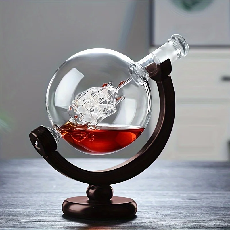 Creative Globe Decanter Set with Lead-free Carafe Exquisite Wood-stand and 2 Whisky Glasses Whiskey Decanter Globe Creative Globe Decanter Set with Lead-free Carafe Exquisite Wood-stand and 2 Whisky Glasses Whiskey Decanter Globe