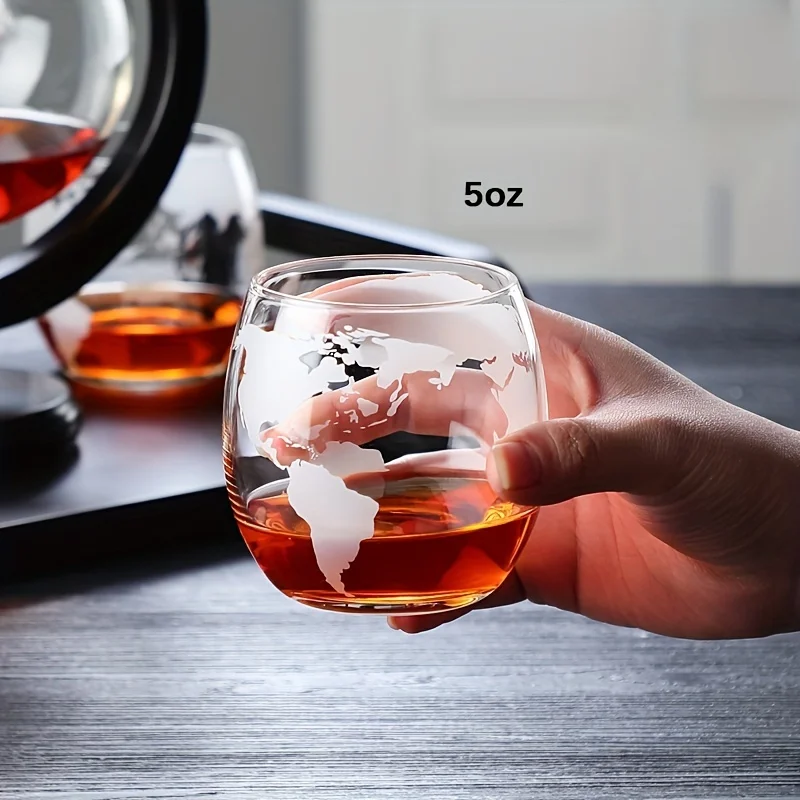 Creative Globe Decanter Set with Lead-free Carafe Exquisite Wood-stand and 2 Whisky Glasses Whiskey Decanter Globe Creative Globe Decanter Set with Lead-free Carafe Exquisite Wood-stand and 2 Whisky Glasses Whiskey Decanter Globe