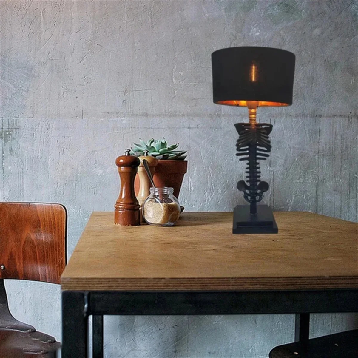 Creative Gothic Skeleton and Skull Atmosphere Lamp – USB Horror Decorative Light for Holiday Decor