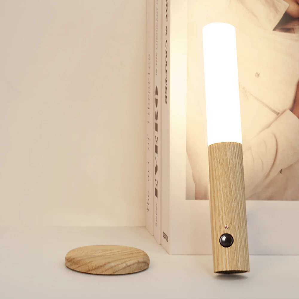 Creative Intelligent Auto PIR Motion Sensor LED Rechargeable Magnetic Night Light Wood Wall Light Kitchen Cabinet Light Creative Intelligent Auto PIR Motion Sensor LED Rechargeable Magnetic Night Light Wood Wall Light Kitchen Cabinet Light