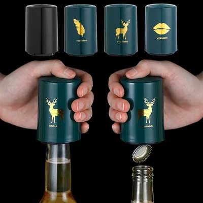 Creative Magnetic Automatic Beer Bottle Opener Kitchen Stainless Steel Press Lid Beer Corkscrew Tools Portable Bar