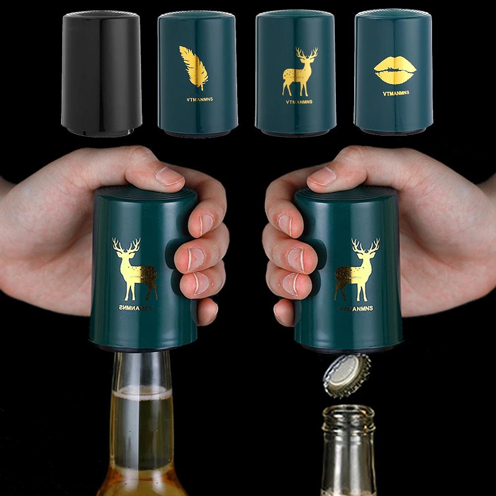 Creative Magnetic Automatic Beer Bottle Opener Kitchen Stainless Steel Press Lid Beer Corkscrew Tools Portable Bar