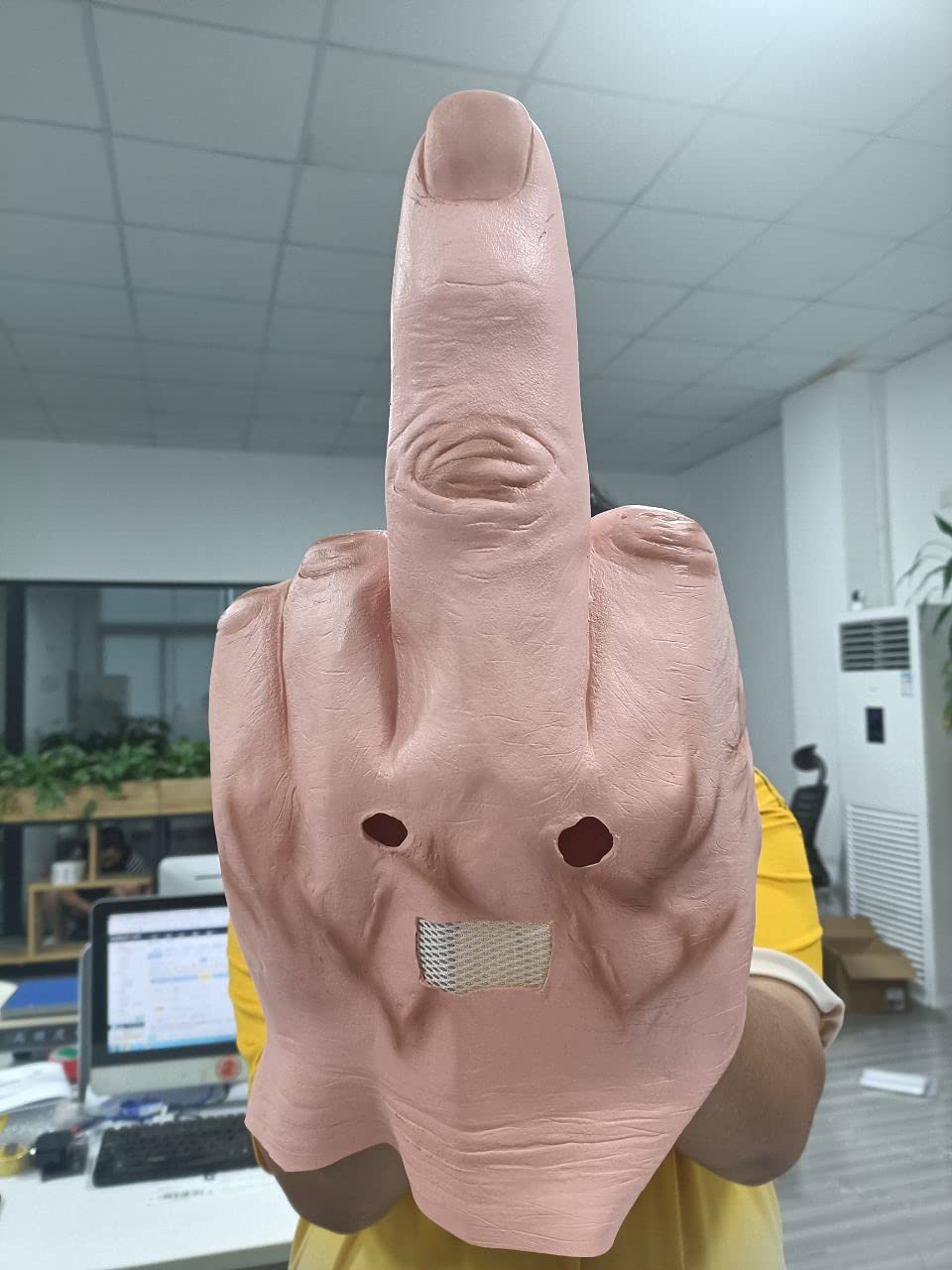 Creative Personality Despises Vertical Middle Finger Latex Mask Halloween Creepy Fingers Mask Cosplay Spoof Headgear Creative Personality Despises Vertical Middle Finger Latex Mask Halloween Creepy Fingers Mask Cosplay Spoof Headgear