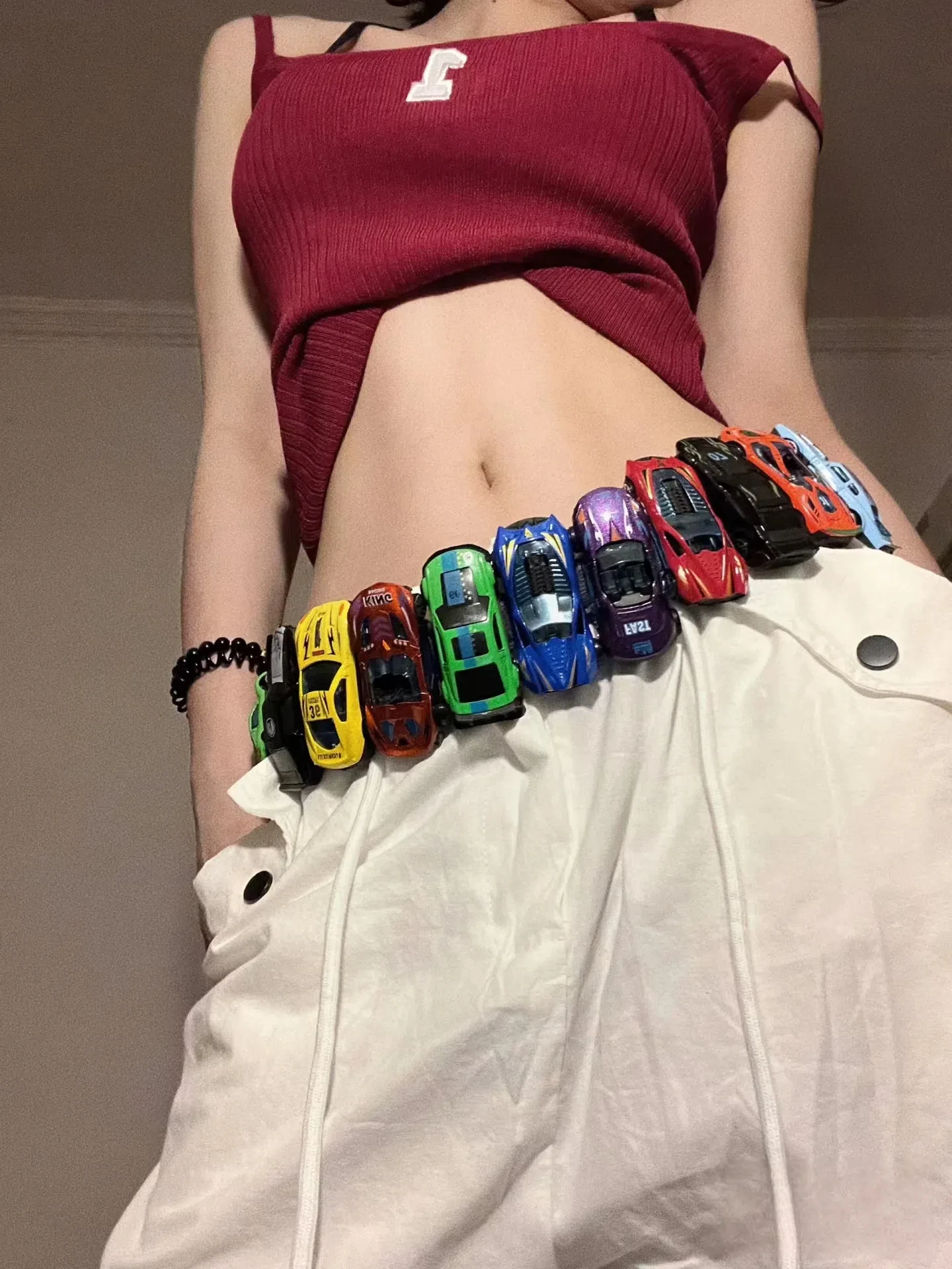 Creative Racing Model Belt Y2k Streetwear 18pcs Cars Model Decorative Belt For Men Women Clothes Accessories