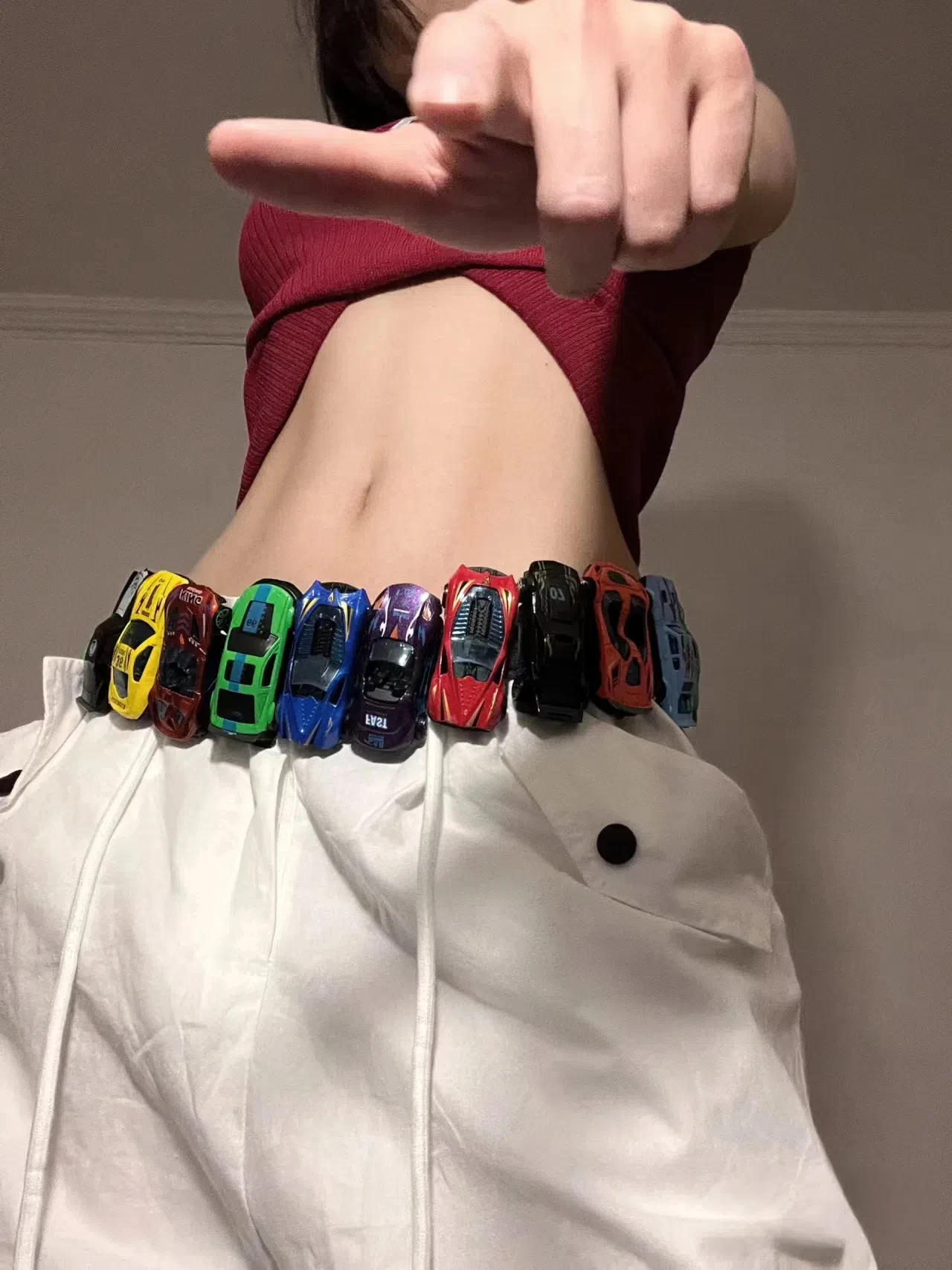 Creative Racing Model Belt Y2k Streetwear 18pcs Cars Model Decorative Belt For Men Women Clothes Accessories