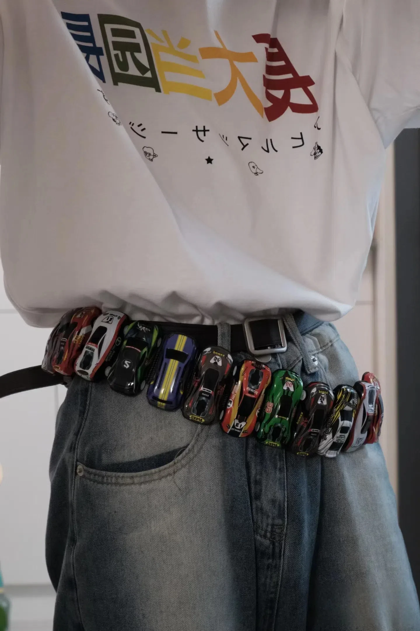 Creative Racing Model Belt Y2k Streetwear 18pcs Cars Model Decorative Belt For Men Women Clothes Accessories