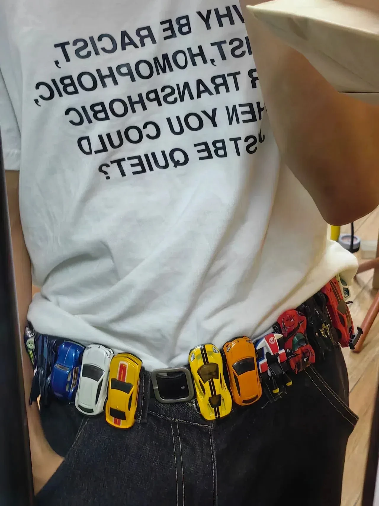 Creative Racing Model Belt Y2k Streetwear 18pcs Cars Model Decorative Belt For Men Women Clothes Accessories