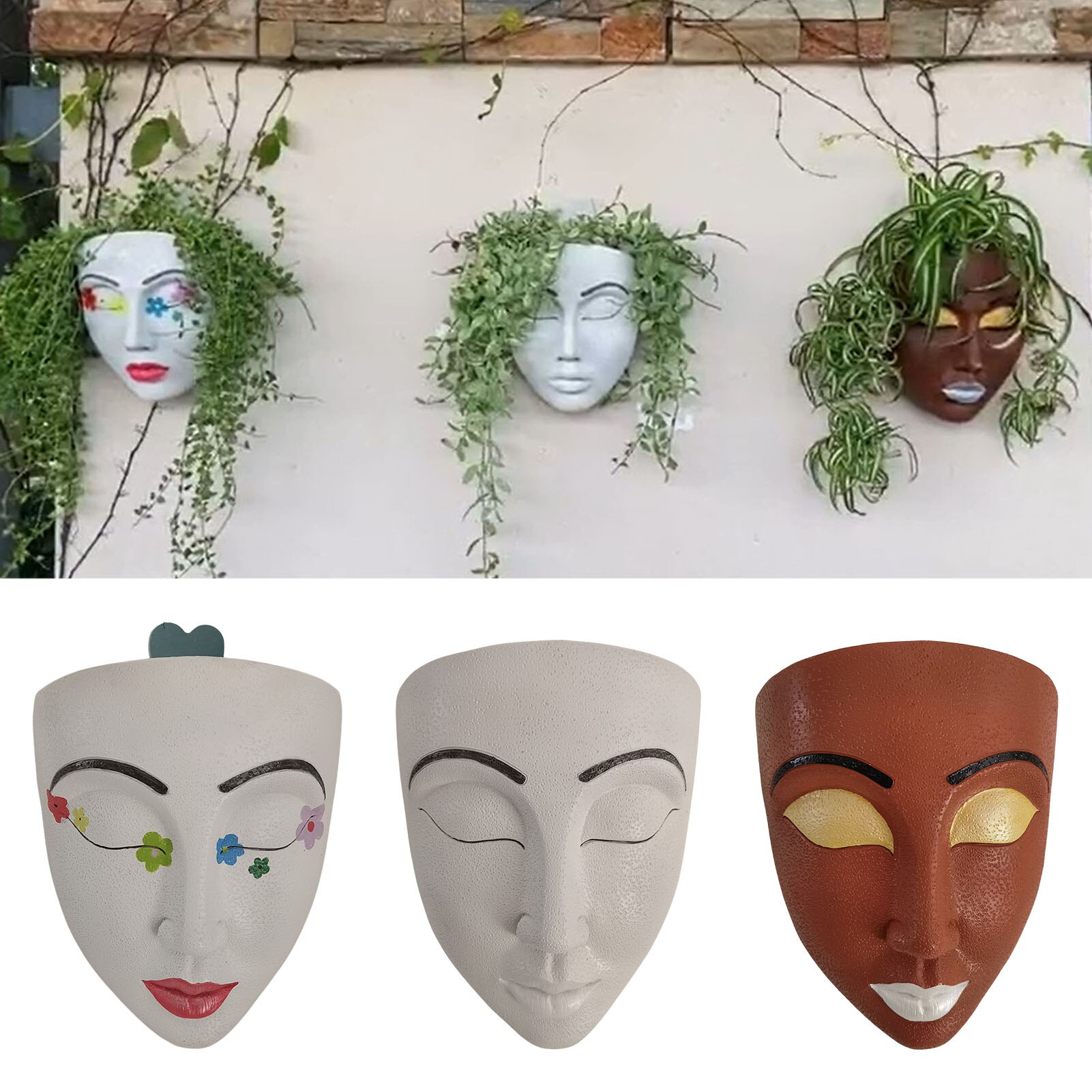 Creative Resin Head Wall Planter Creative Resin Head Wall Planter