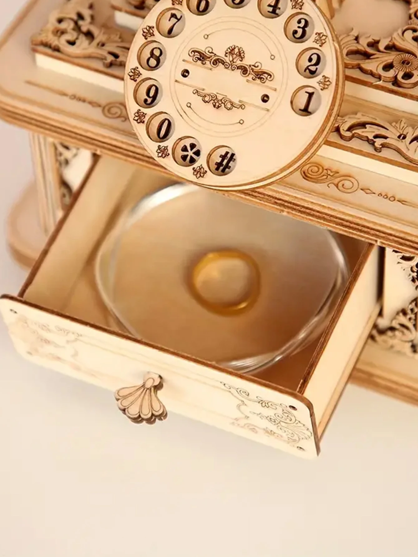 Creative Retro Telephone 3D Wooden Puzzle for Adults Tabletop Model Kits Decoration and Gift for Christmas Birthday