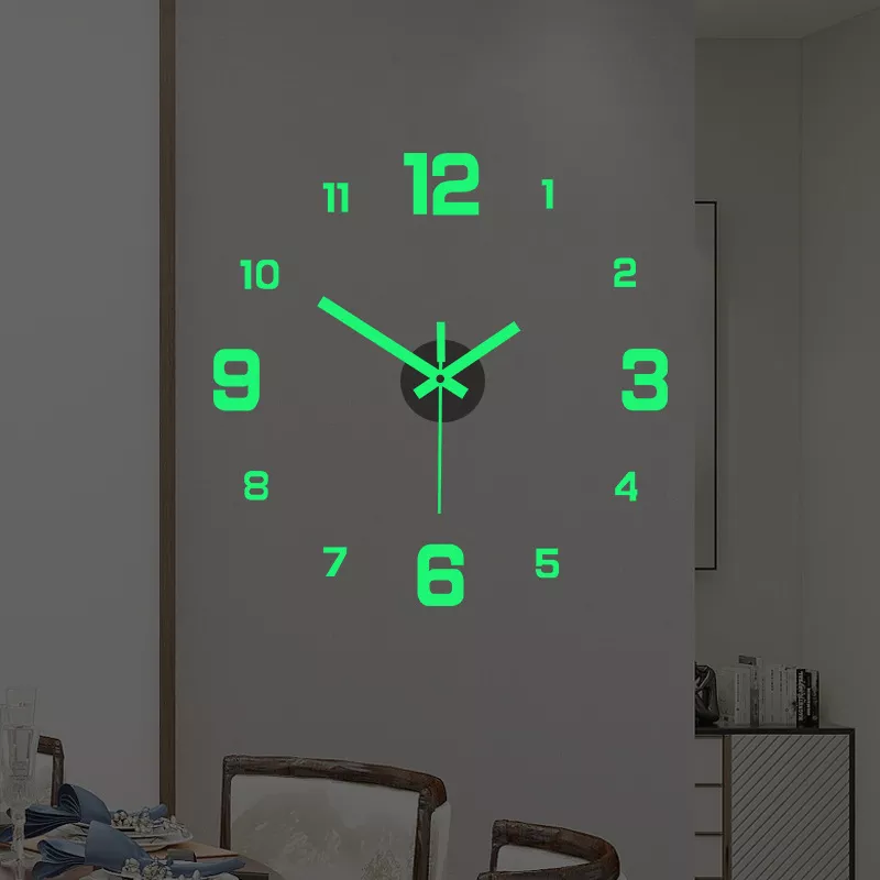 Creative Simple Luminous Digital Clock DIY Silent Wall Clock Study Living Room Punch-Free Wall Sticker Clock