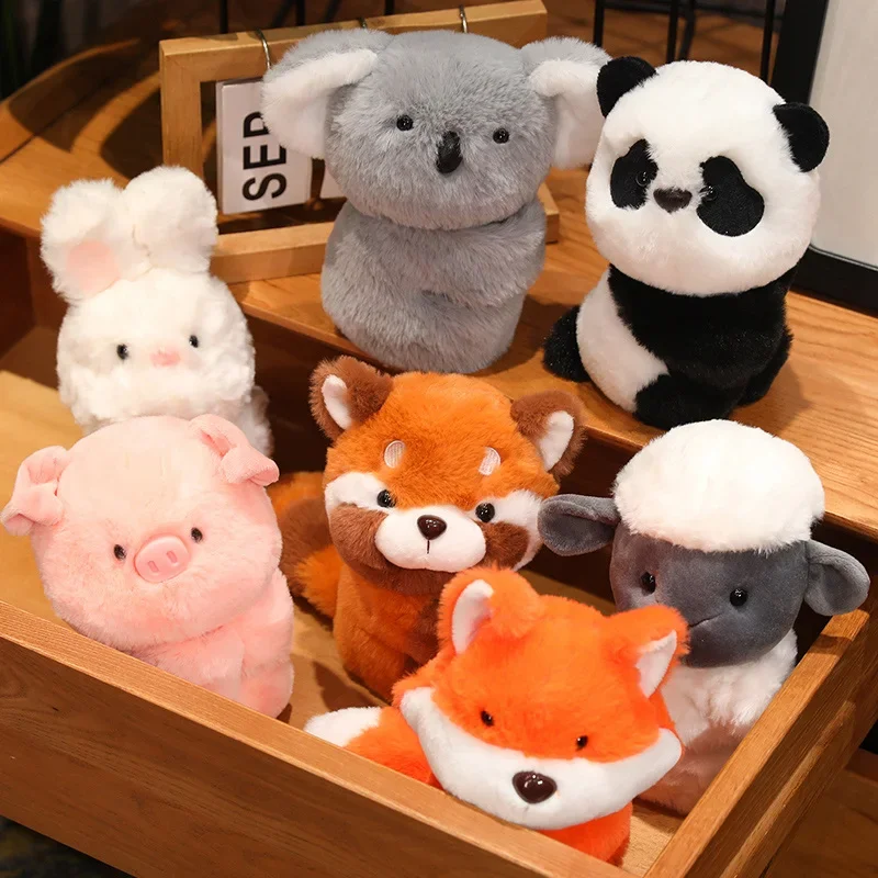 Creative Stuffed Animals Raccoon Fox Husky Cat Monkey Papa Circle Toy Wrapped Around Arm Doll Toys For Kids Birthday