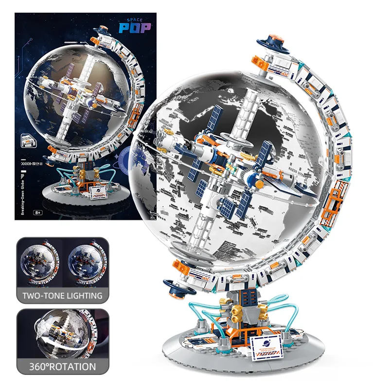Creative Technology Space Station Transparent Globe Building Blocks High Tech Construction Bricks Set Toy Gifts For Creative Technology Space Station Transparent Globe Building Blocks High Tech Construction Bricks Set Toy Gifts For