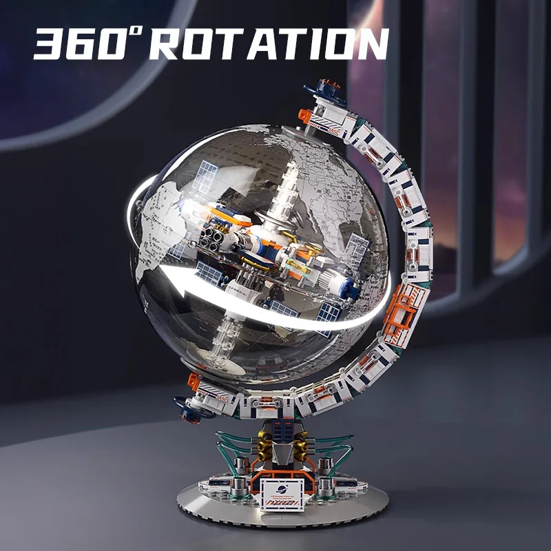 Creative Technology Space Station Transparent Globe Building Blocks High Tech Construction Bricks Set Toy Gifts For Creative Technology Space Station Transparent Globe Building Blocks High Tech Construction Bricks Set Toy Gifts For