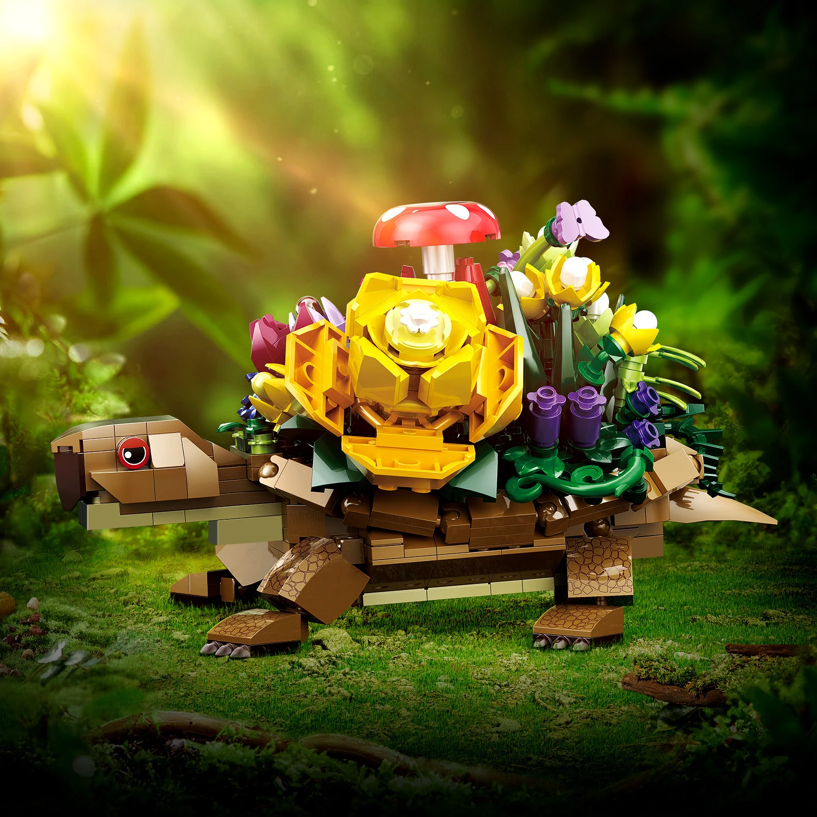 Creative Turtle Plantered Flowered Potsed Building Blocks Set Animal Flower Planter Desktop Decorat Brick Building Toy