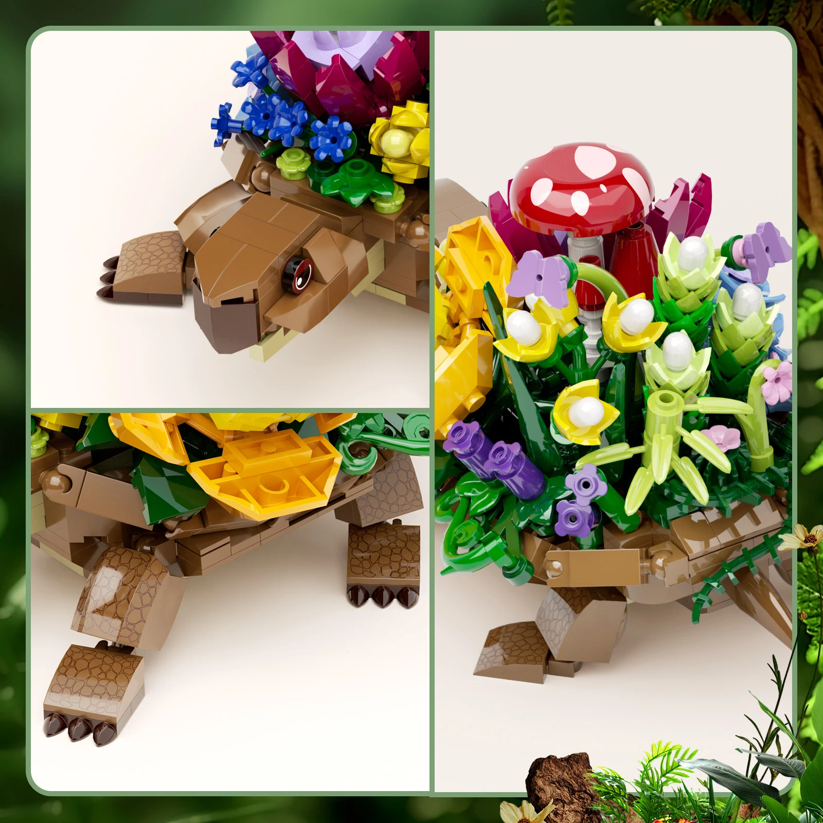 Creative Turtle Plantered Flowered Potsed Building Blocks Set Animal Flower Planter Desktop Decorat Brick Building Toy