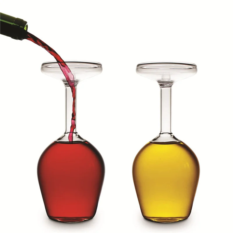 Creative Upside Down Goblet Wine Cup Funny Party Glassware High Borosilicate Glass Inverted Wineglass