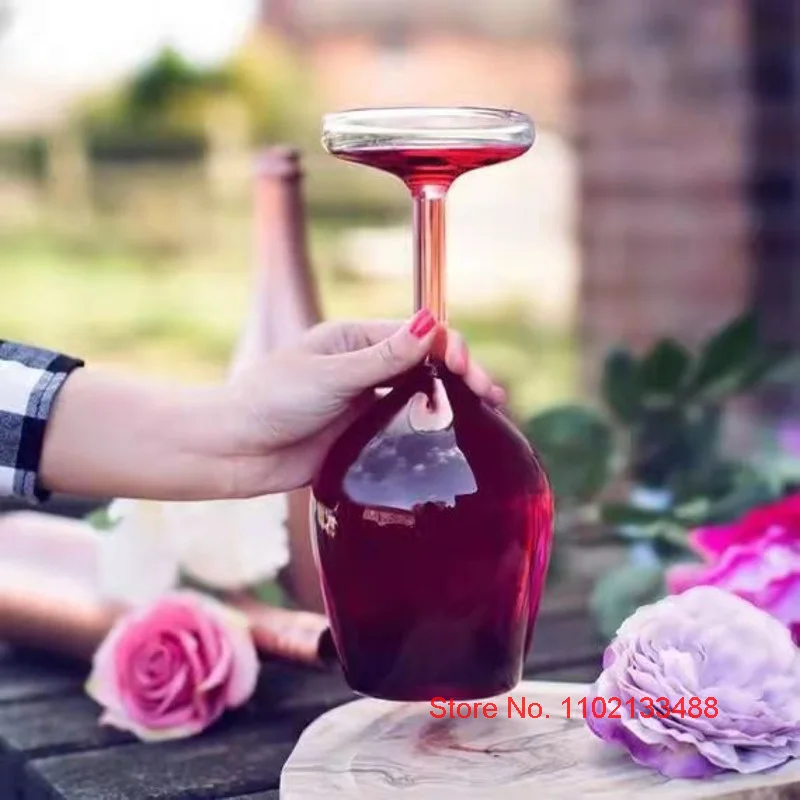 Creative Upside Down Goblet Wine Cup Funny Party Glassware High Borosilicate Glass Inverted Wineglass